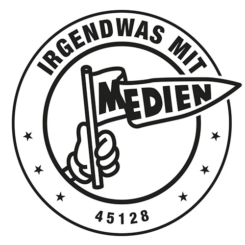 Aufkleber: Irgendwas mit Medien 45128, Hand mit Fähnchen